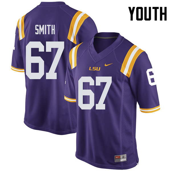 Youth #67 Cole Smith LSU Tigers College Football Jerseys Sale-Purple